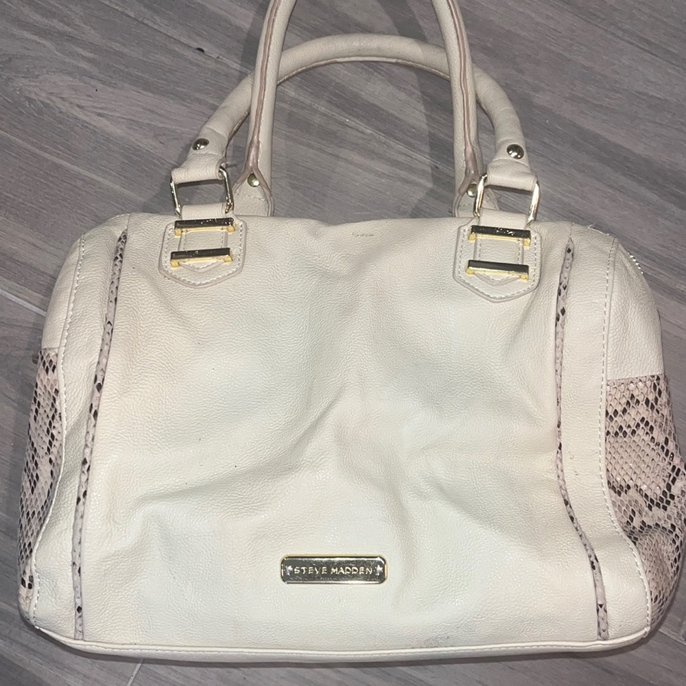 Steve Madden off white and alligator skin design bag